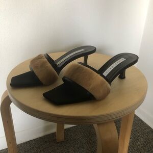 Kitten heel mule with (weasel) fur sz 36/6